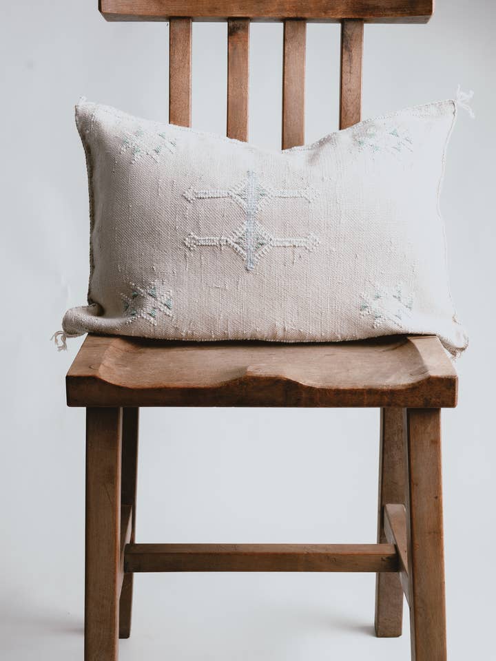 Cactus Silk Pillow - Turquoise & Cream for wholesale by The Adorn Co.