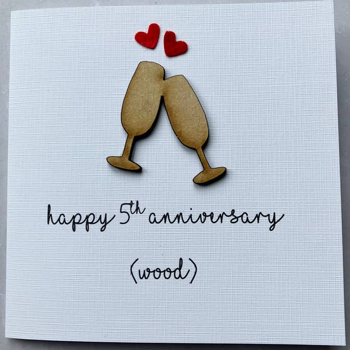 5th Anniversary Card: Wood Wedding Anniversary for wholesale by Lilac Sprig