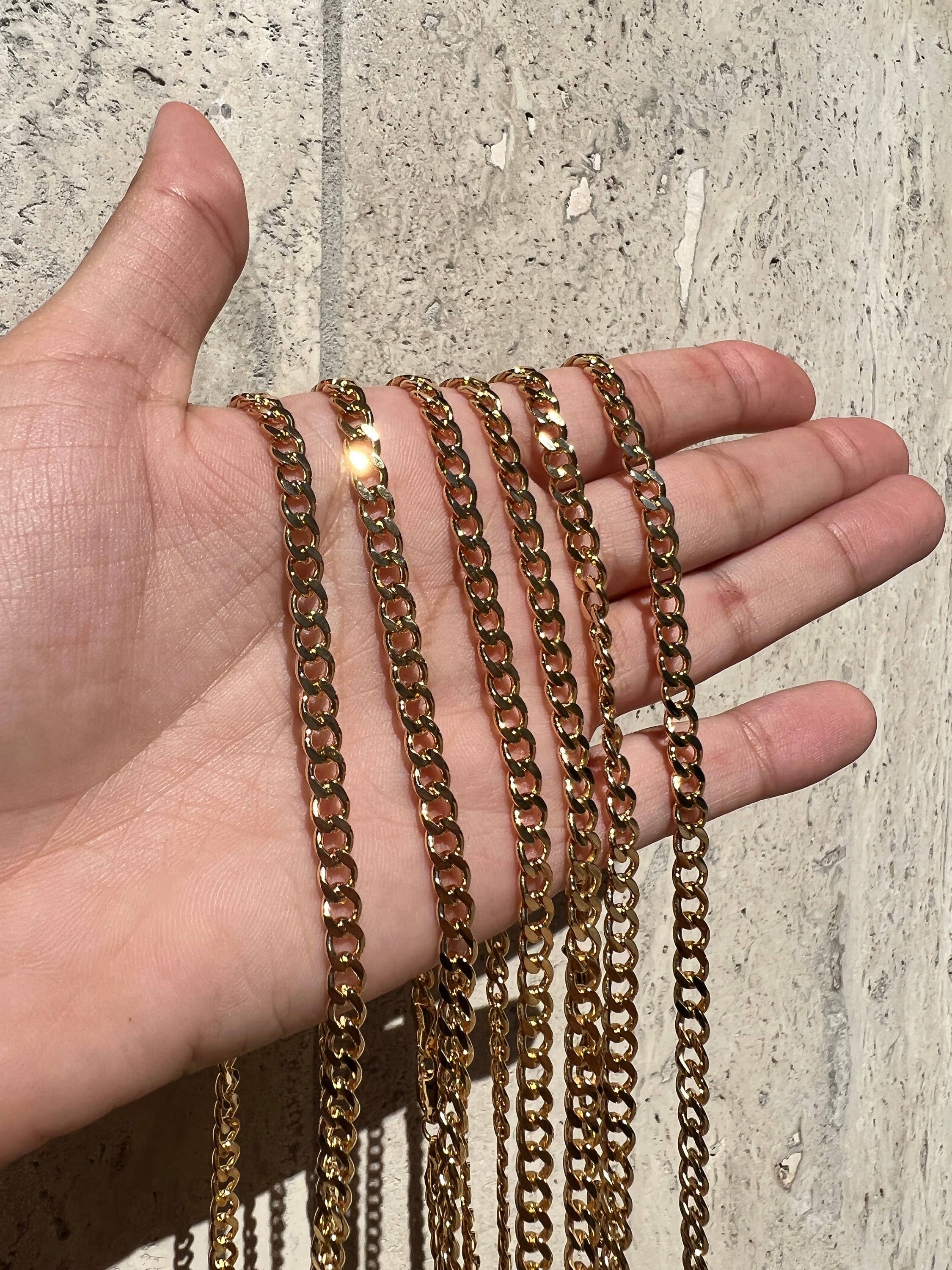 The Bead Bazaar - Wholesale Link & Chain Necklace - Gold Filled 5mm Curb Link Chain, Wholesale Gold Filled Chains, 18KT Thick Gold Cuban Link Chain, Curb Chain, Bulk Wholesale Chain, Men Gold Chain5