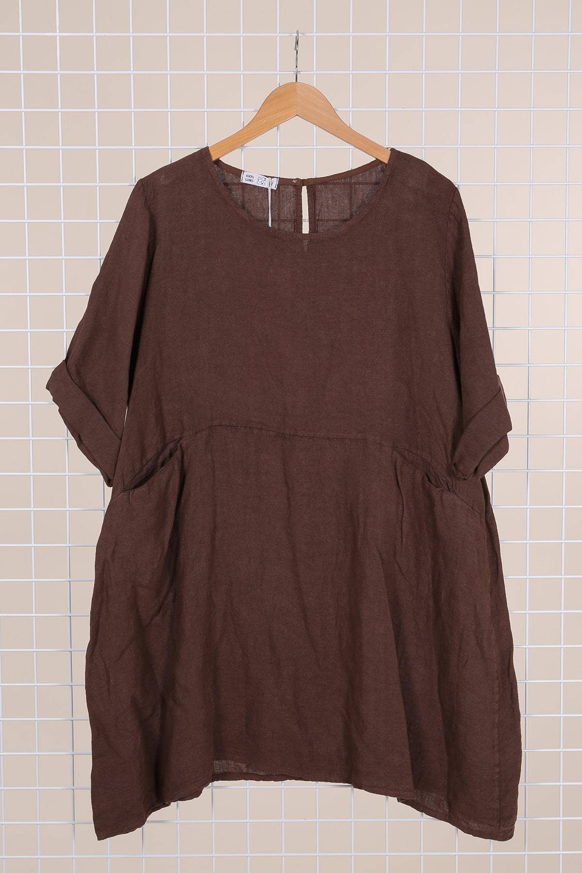 la maison des fibres naturelles – Engroshandel Kjole - Dame – Kort hørkjole med rund hals i 100 % hør 671941