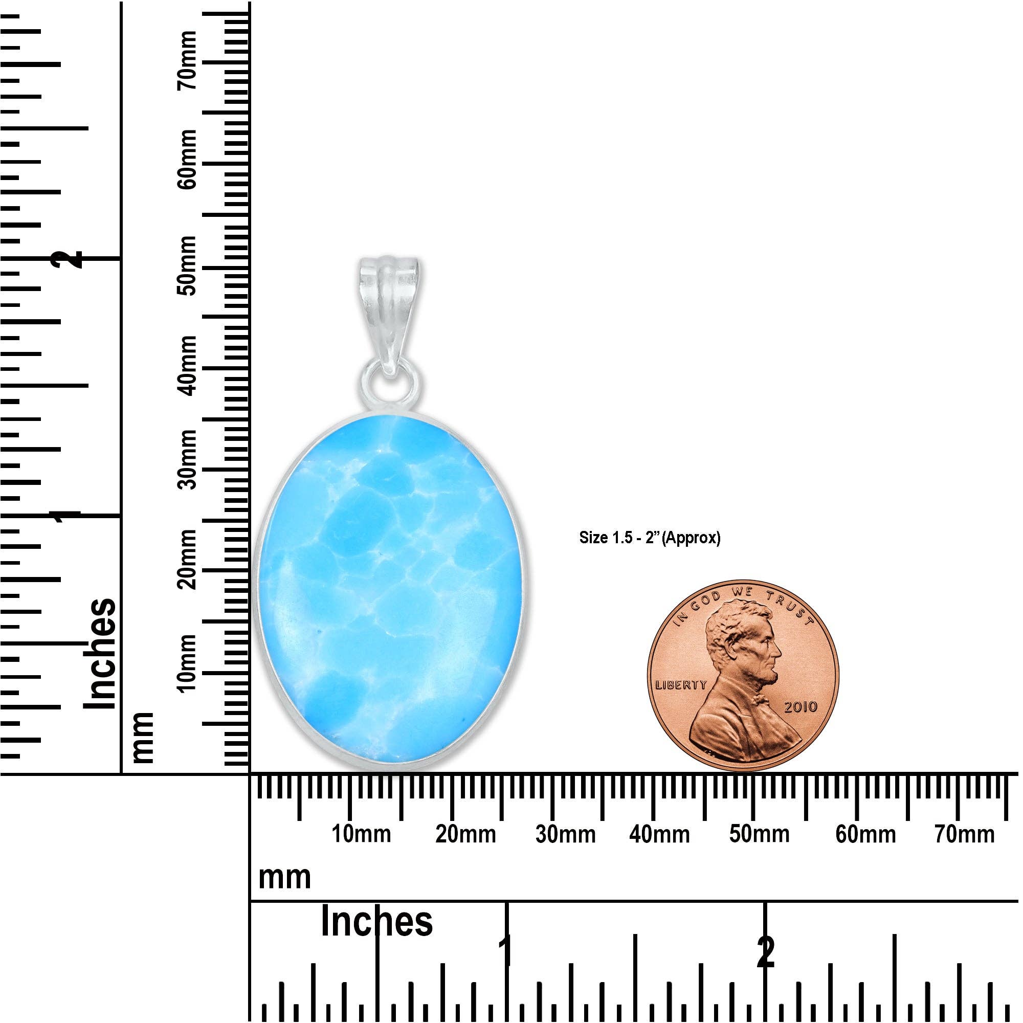 Handmade Jewels - Wholesale Individual Charm/Pendant - Larimar (Created) Minimalist Pendants -  Handmade, Silver-Plated Brass, Wholesale Fashion Jewelry1