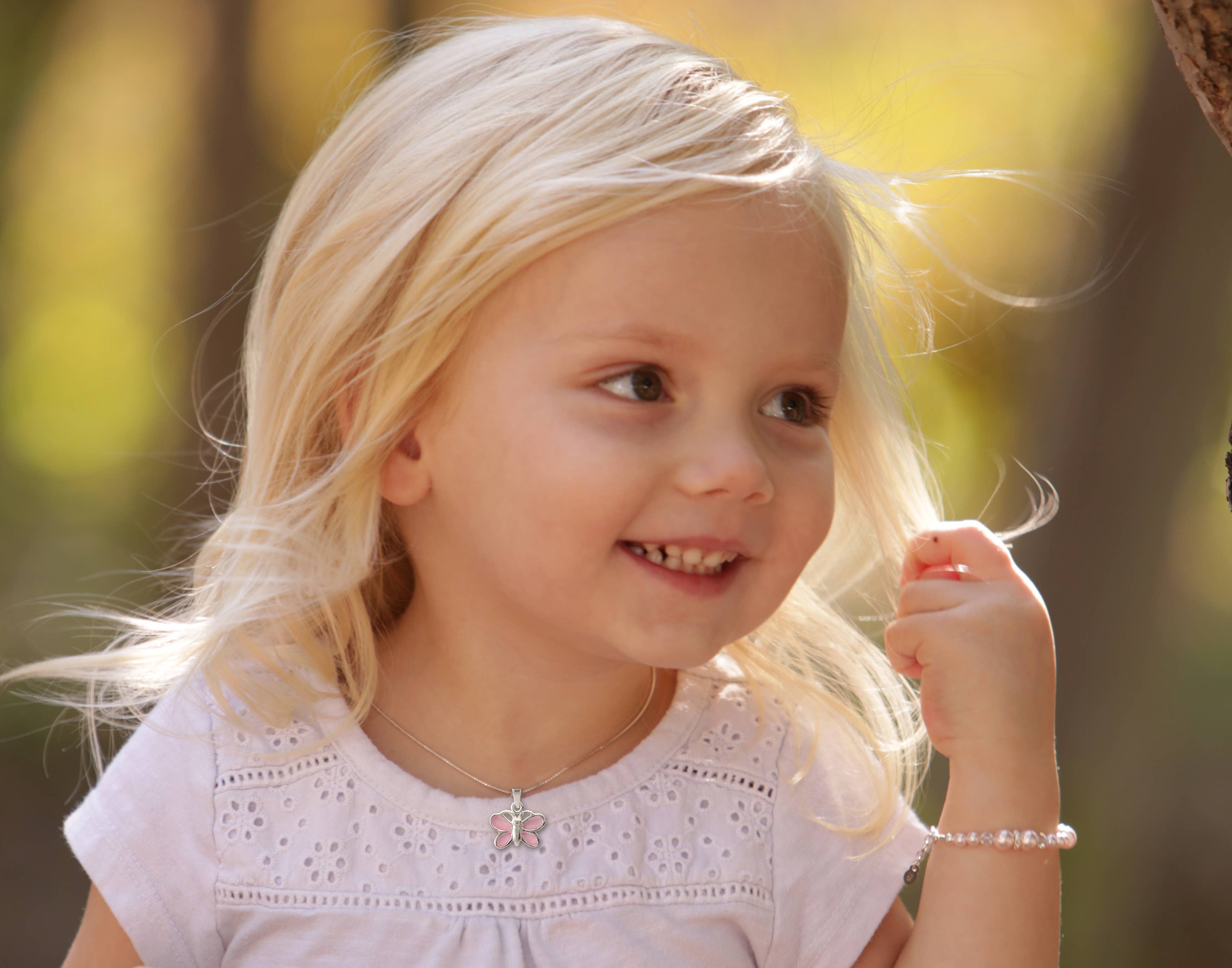 Cherished Moments – wholesale Halsband - Barn – Flickor Sterling Silver rosa fjäril halsband med CZs1