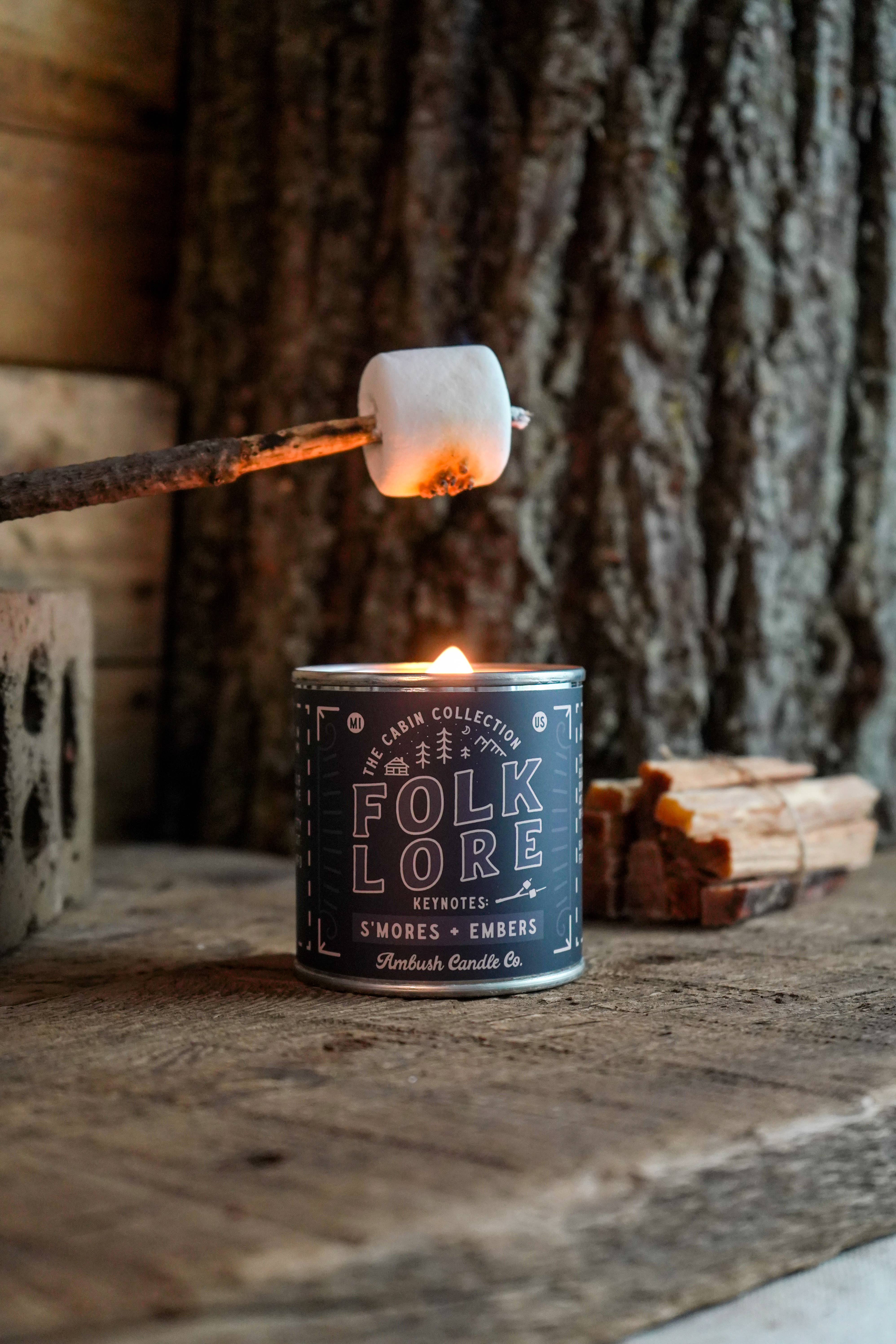Ambush Candle Co. - Wholesale Travel Candles - Folklore | S'mores + Embers 8oz Soy Candle2