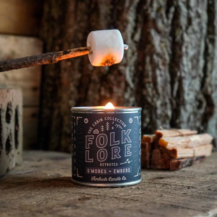 Ambush Candle Co. - Wholesale Travel Candles - Folklore | S'mores + Embers 8oz Soy Candle2
