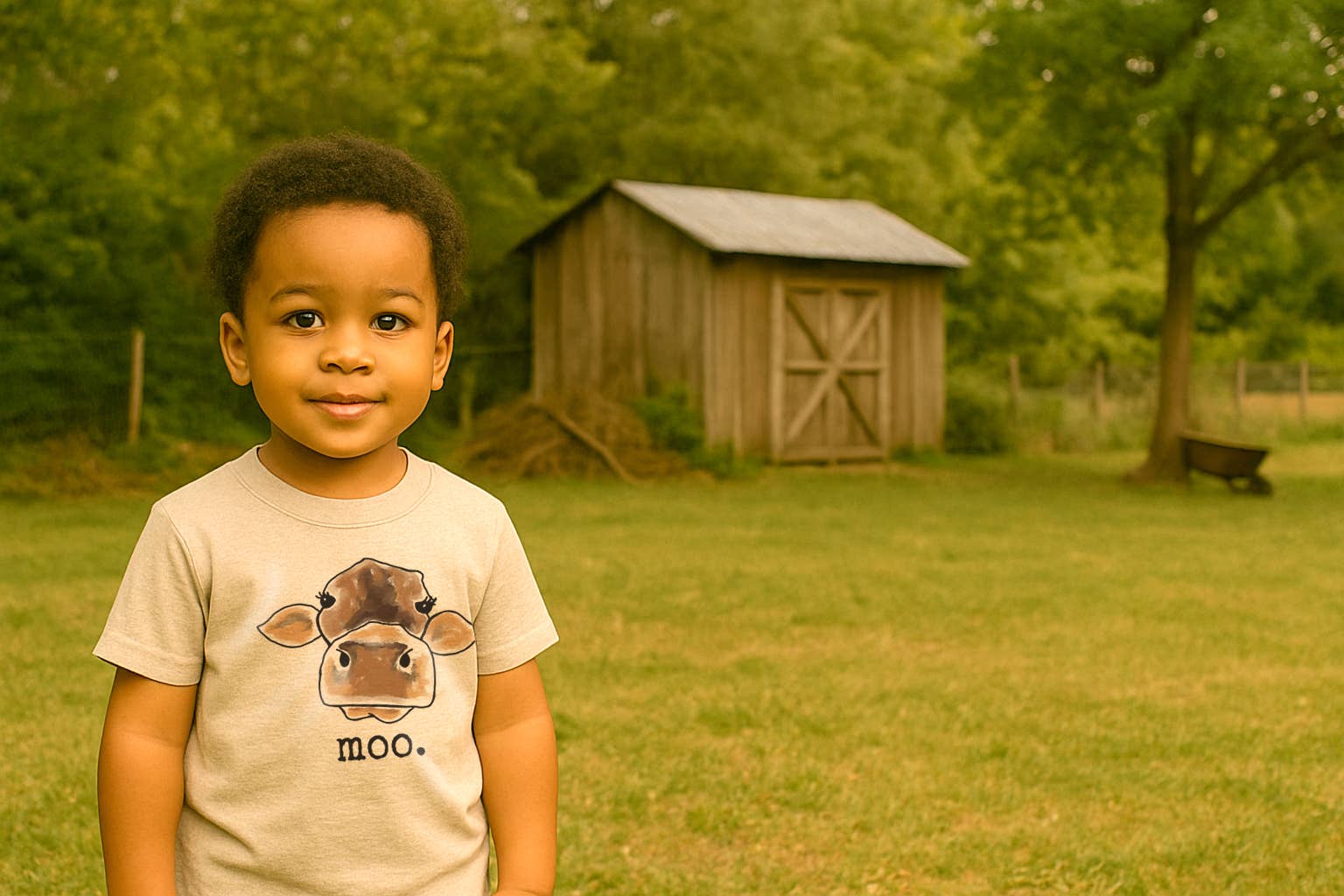 Barefoot Baby – wholesale T-shirt med screentryck – Barn – MOO Ko T-shirt för barn i westernstil från Barefoot Baby1