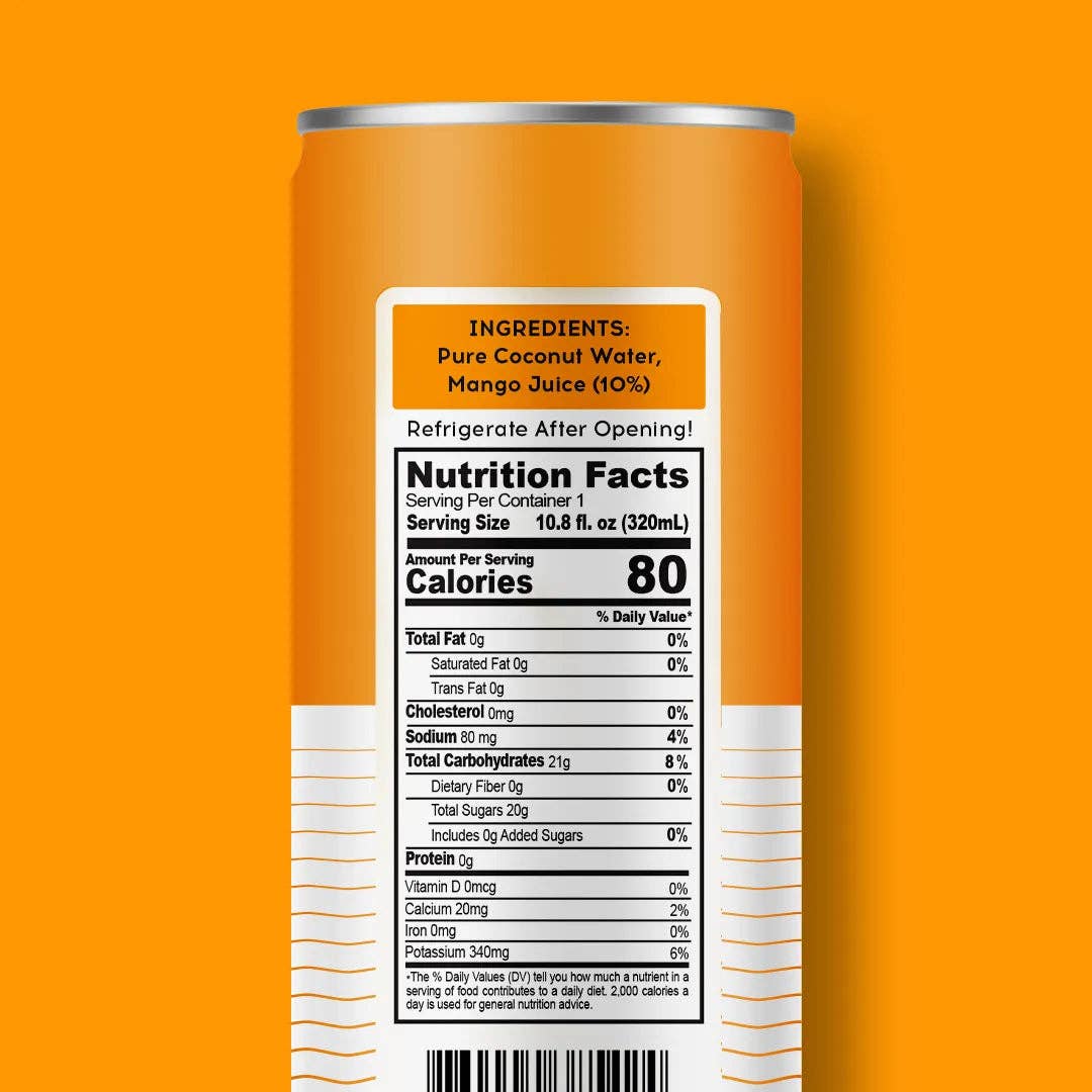 100 Coconuts - Wholesale Wellness Juice/Tonic - PURE COCONUT WATER + MANGO - 12 Pack  3