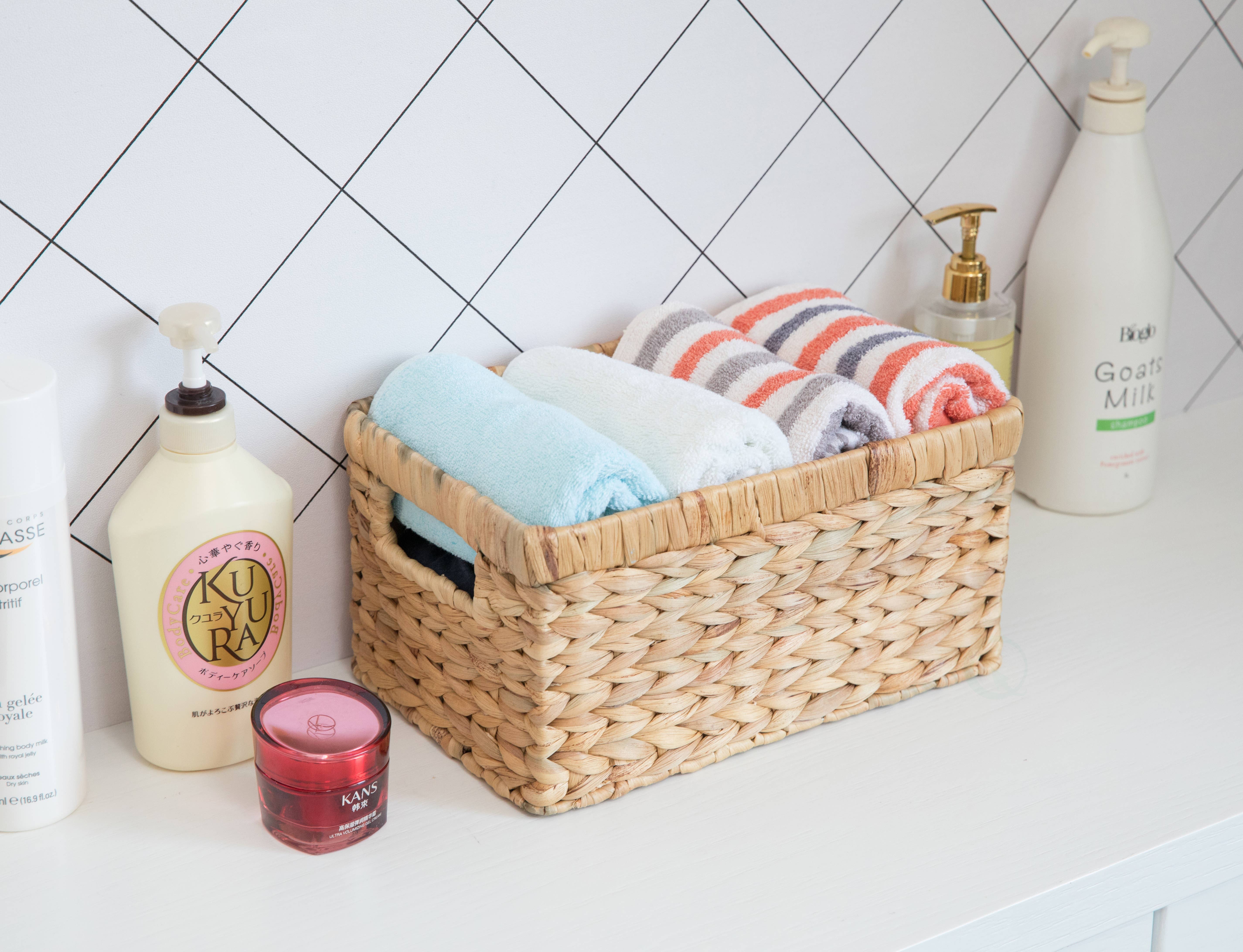 Quickway Imports – wholesale Korg – Naturligt vävt vatten hyacint flätade förvaring bin korg14