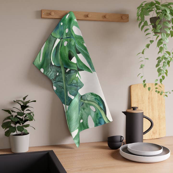 Torchons en coton Monstera pour la vente par Brazen Design Studio