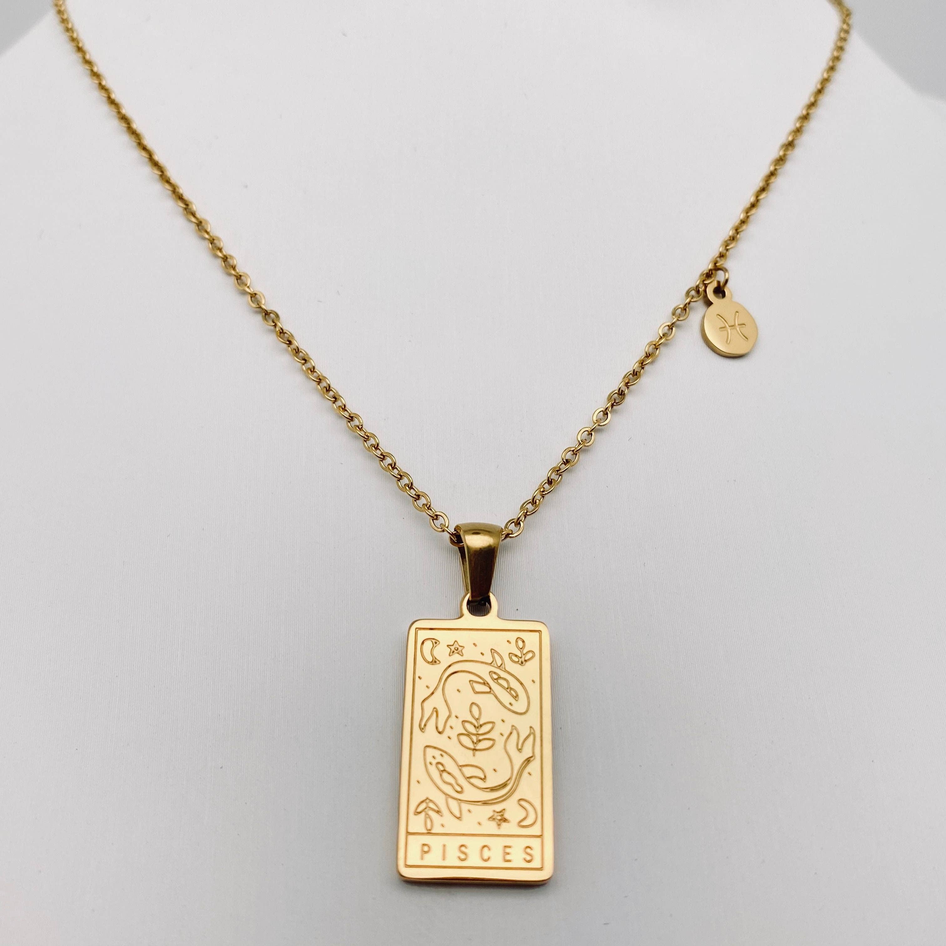 Mio Queena - Wholesale Pendant/Charm Necklace - Golden Stainless Steel 12 Constellation Charm Necklace - FGS13