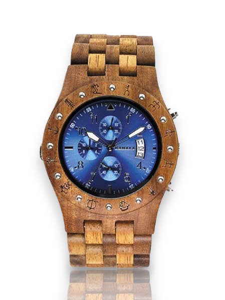 OROLOGIO AL QUARZO FATTO A MANO IN LEGNO CON MANGO ASIATICO KOA ASIATICO per la vendita all'ingrosso da parte di Hula Girl Products
