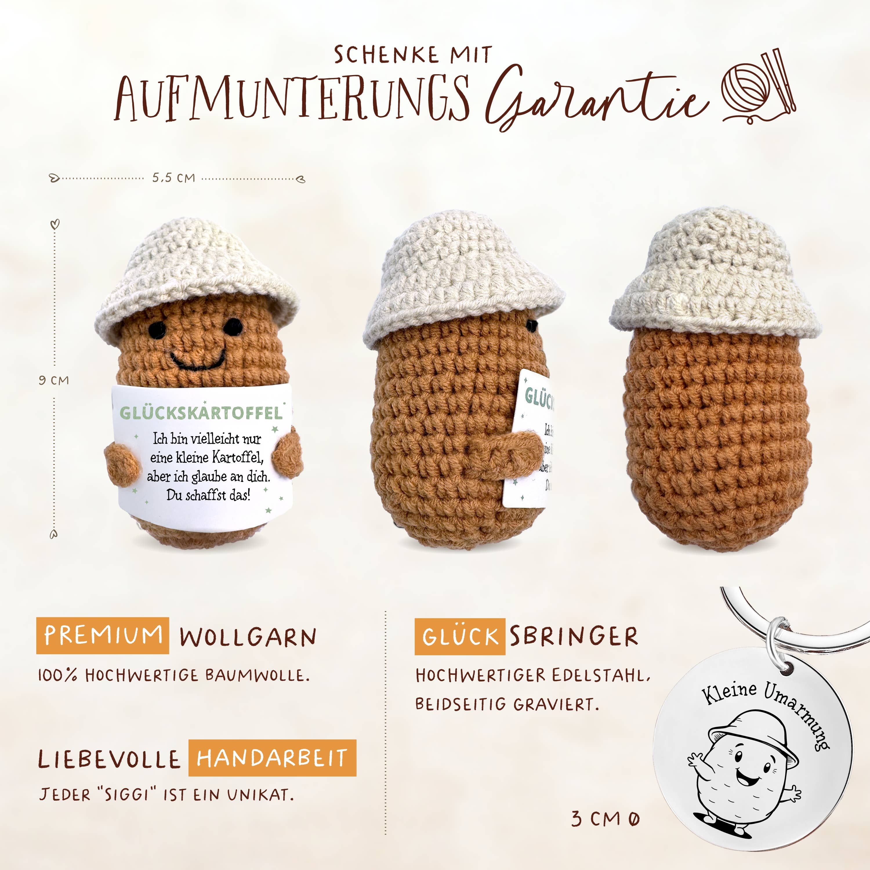 LOViLEE - Wholesale Encouragement Card - Positive Potato Siggi | Lucky Charm Set | No. HF-012