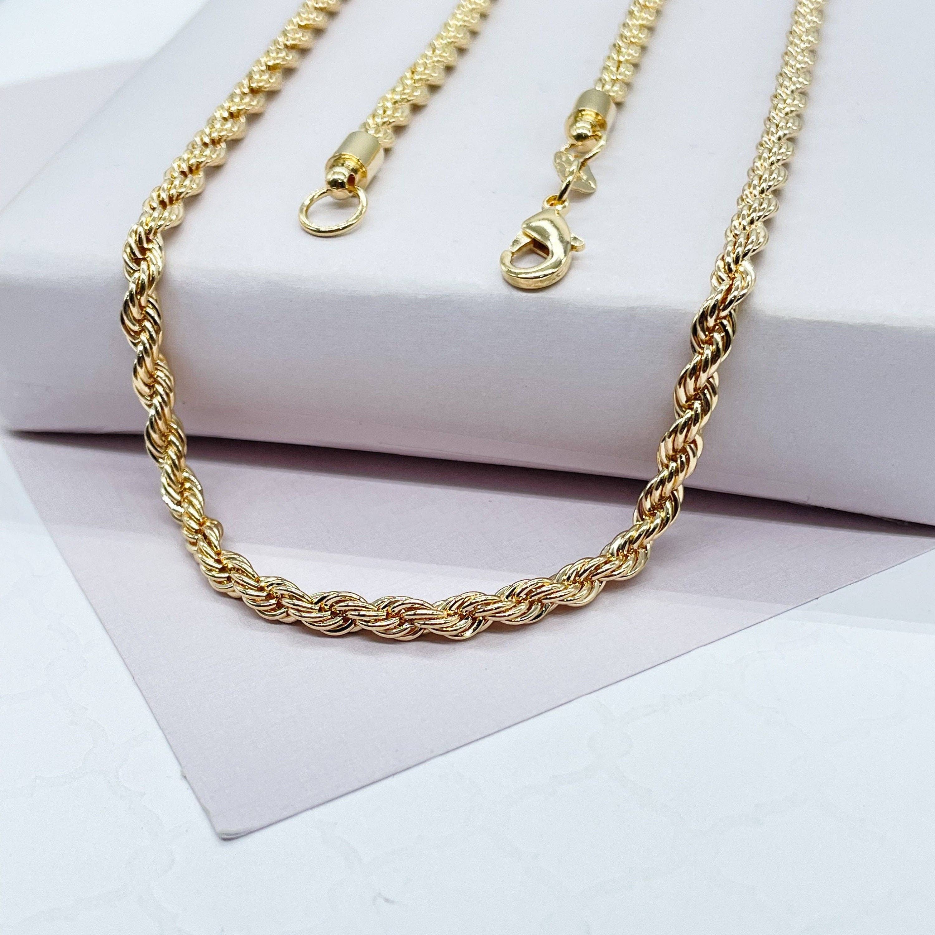 Milie - Wholesale Link & Chain Necklace - 18k GF 4mm Thick Rope Chain5