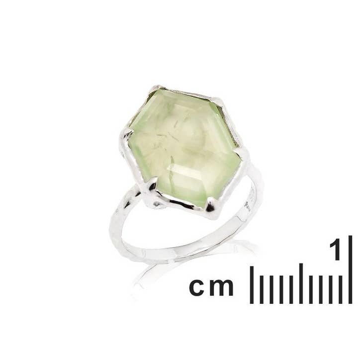 OPALOOK France - Vendita all'ingrosso Anelli cocktail/statement - Anello con prehnite naturale verde in argento sterling placcato rodio1