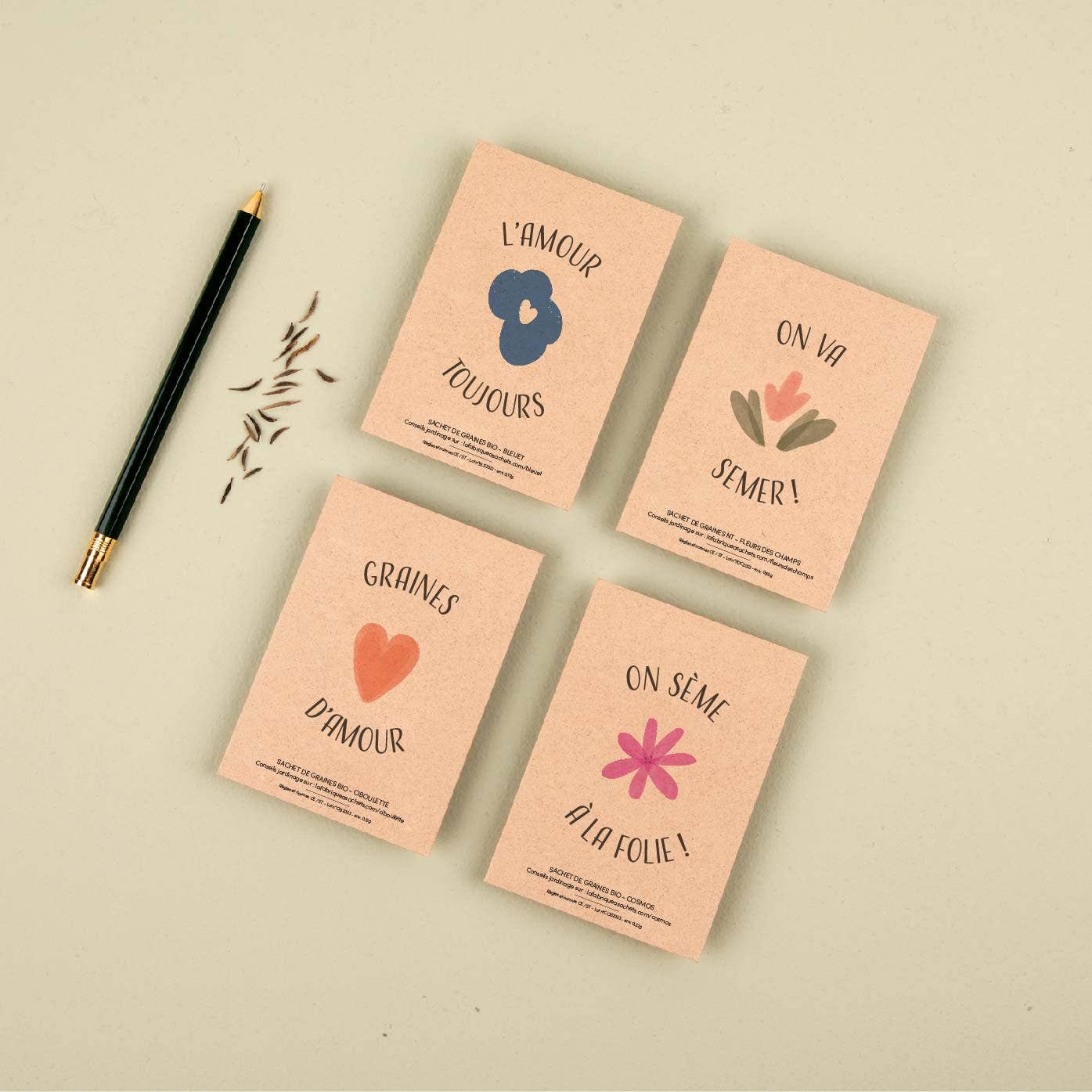 La Fabrique à Sachets – Cartão de amor por atacado – Sementes de Amor - Saquetas de sementes de Cebolinho1