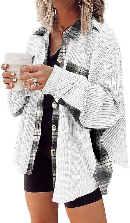 Queen Fashion – wholesale Jacket – Women's – sleeve top melliflo waffle knit plaid shacket33