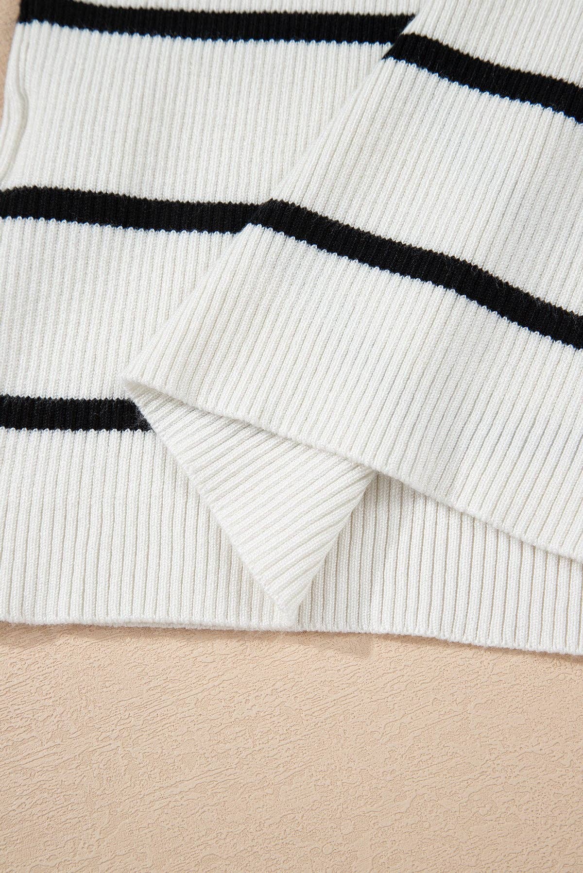 Black Striped Scalloped Edge U Neck Sleeveless Sweater Vest for wholesale on Faire7