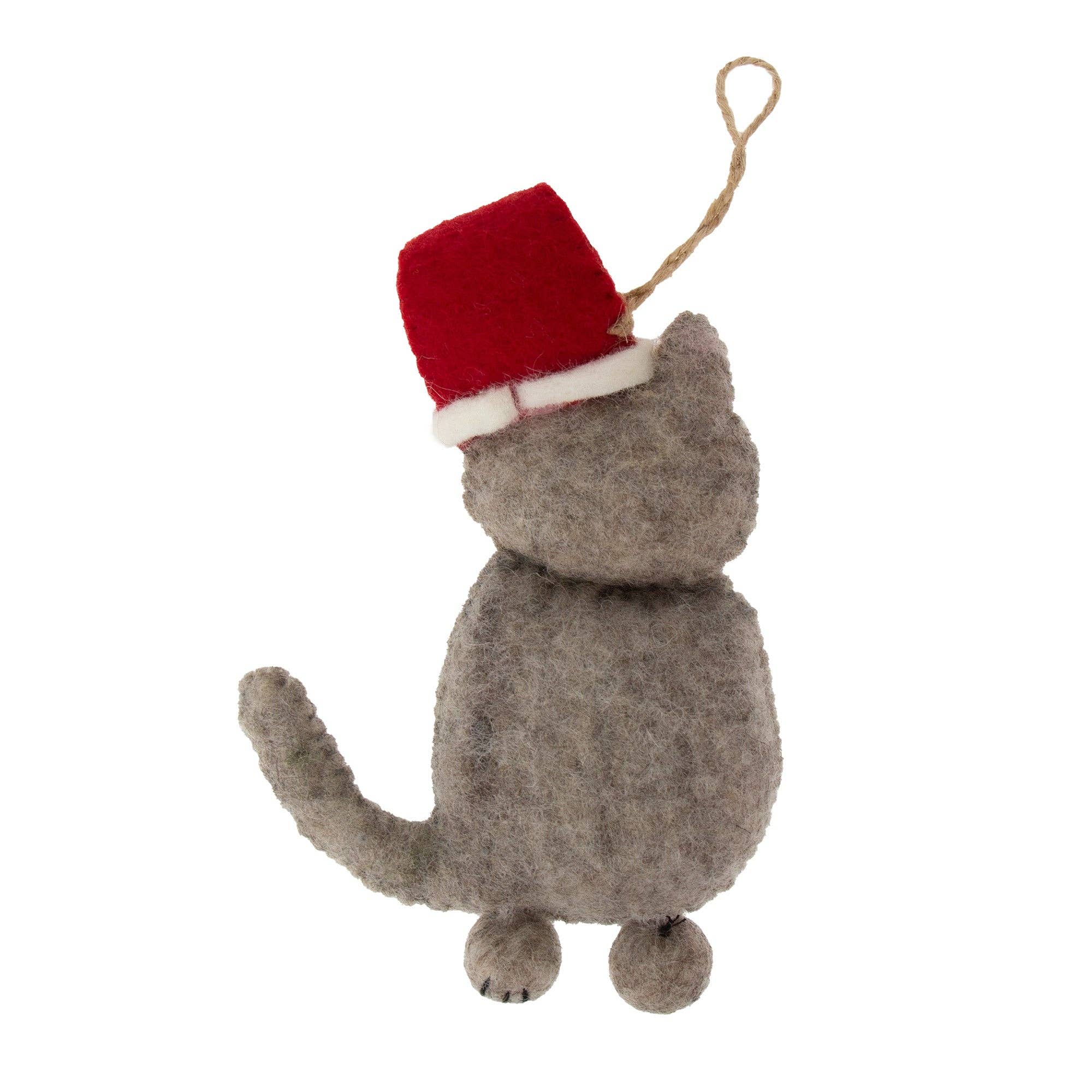 Global Crafts - Wholesale Ornament - Grey Tabby Santa Cat Felt Ornament4