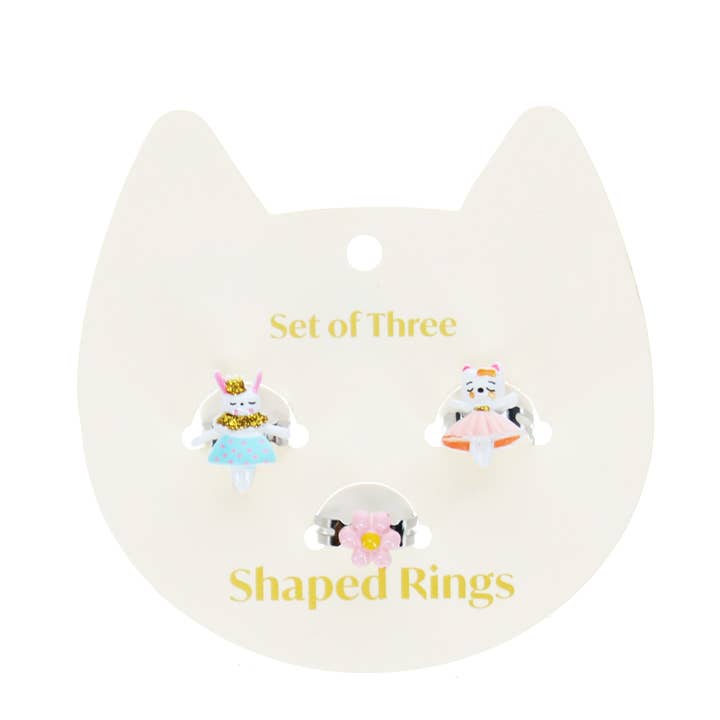 Cute rings (set of 3) - Bunny, cat and flower for wholesale by Rex B2B - UK