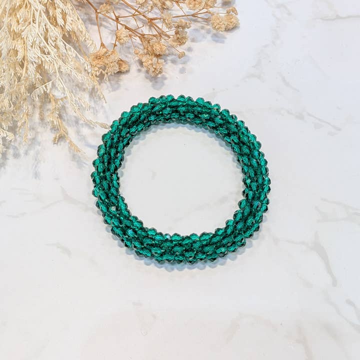 LOLO & YAYA - Wholesale Schakelarmband - Kristaleffect armband in groentint1