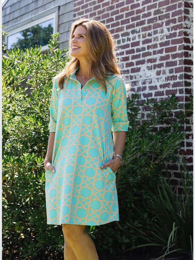 Lizzie Kleid - Groß Bambusgrün/Beige für den Großhandel von sailor-sailor