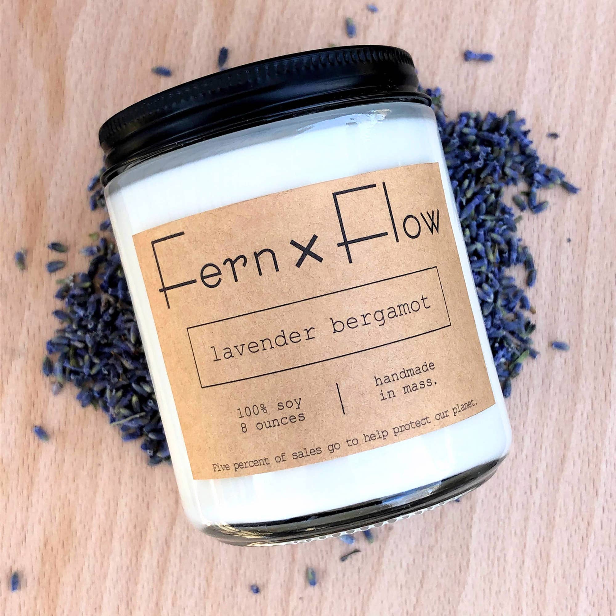 Fern x Flow Soy Candles + Home Fragrance - Wholesale Jar/Filled Candle - Lavender Bergamot Farmhouse Spring Glass Soy Candle - 8oz2