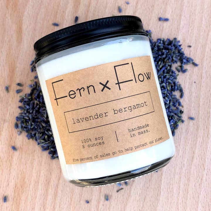 Fern x Flow Soy Candles + Home Fragrance - Wholesale Jar/Filled Candle - Lavender Bergamot Farmhouse Spring Glass Soy Candle - 8oz2