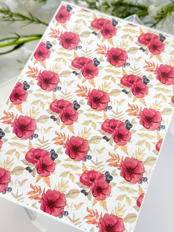 Transfer Paper 411 Big Red Flowers | Image Water Transfer for wholesale by Tera Clay