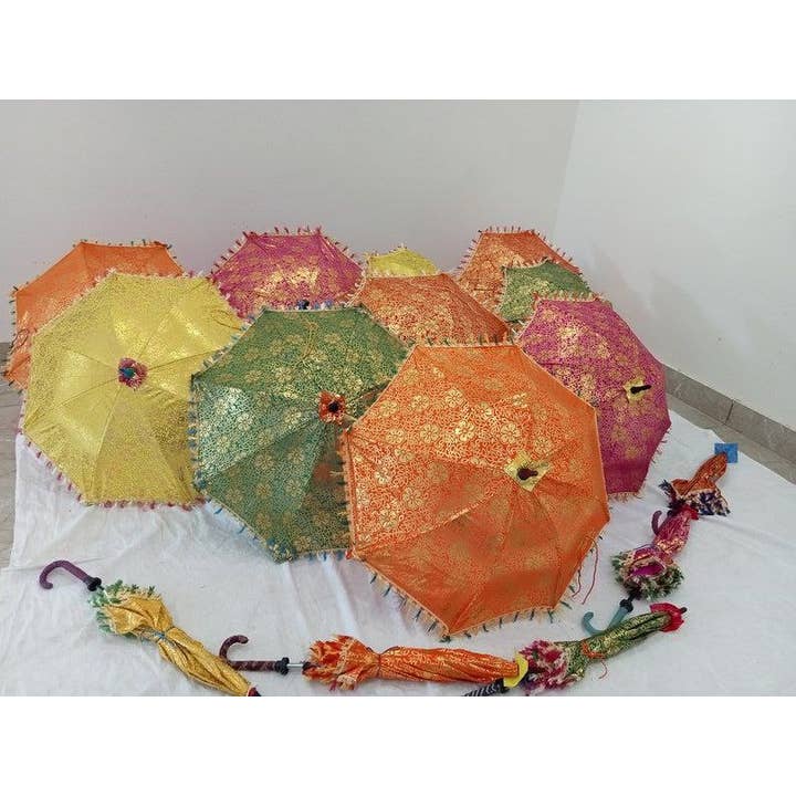 Bhawana Handicrafts - Wholesale Umbrella – Women's - 5 Pieces Indian Floral Design Decorative Umbrella Wedding