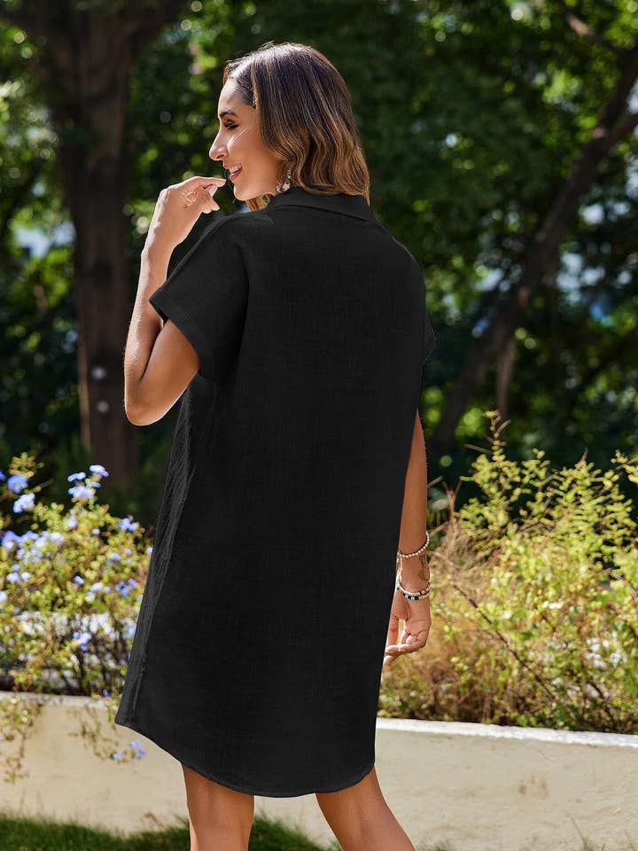 Lovesoft - Wholesale Dress - Women's - 2026 Summer Short Sleeve Button Down Shirt Dress3