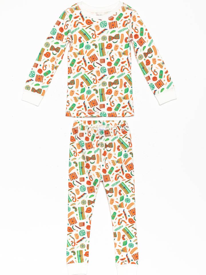 Pasta Festa Organic Pima Cotton Pajama Set for wholesale by Dodo Banana