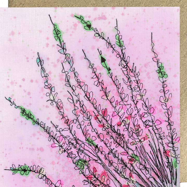 Wild Heather Embroidery Art Card for wholesale by Francesca Kemp Textile Art