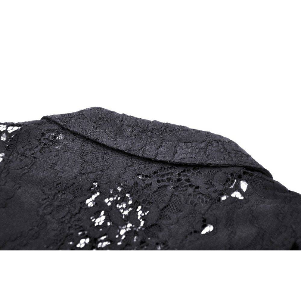 Necessary Evil (Kate's Clothing Ltd T/As) - Wholesale Coat - Women's - Dark In Love Livvy Lace Coat - Women's Gothic Jacket with Pointed Collar and Ruffles14