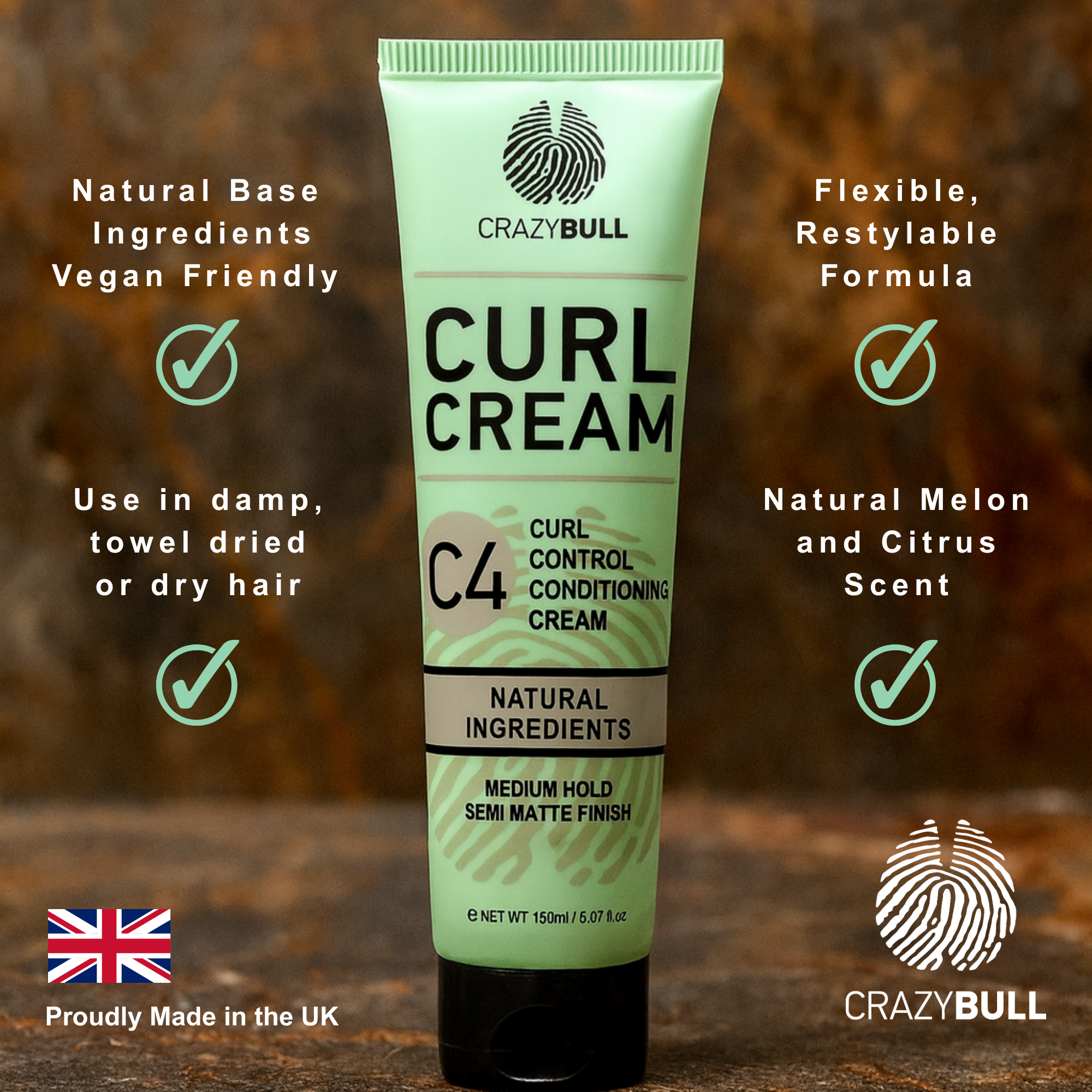 CRAZY BULL HAIR PRODUCTS – wholesale Hair styling gel/mousse – Crazy Bull C4 Curl Control Conditioning Cream Define Hydrate1