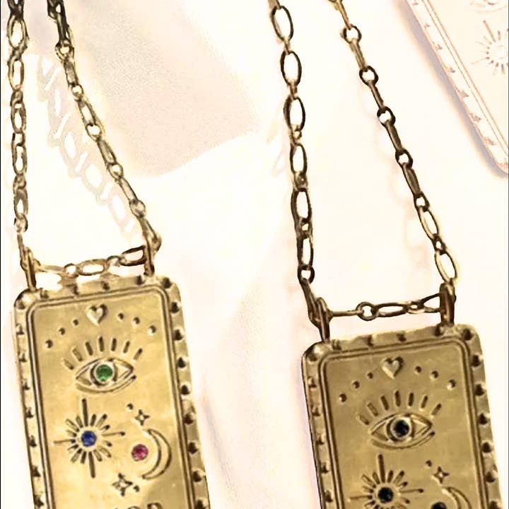 HoopLa - Wholesale Pendant/Charm Necklace - Amor Evil Eye Steel Necklace rhinestone14K gold