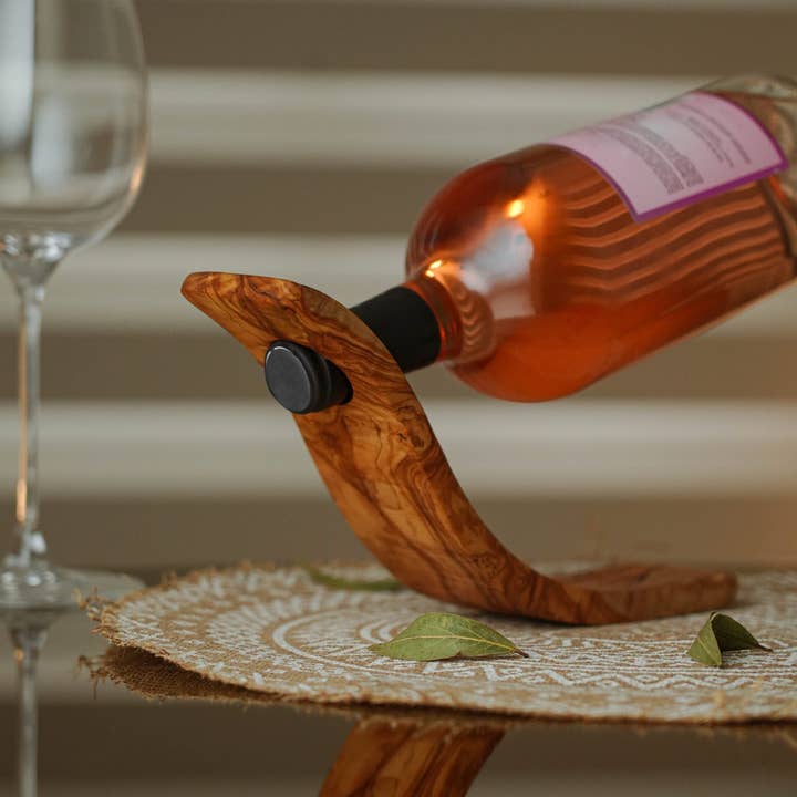 Dallas olive oil company – wholesale Bottle rack/holder – Olivewood Wine Bottle Holder1
