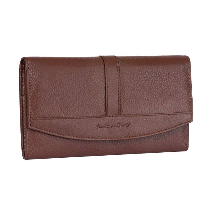 391105 Portefeuille à double volet en cuir pleine fleur marron pour la vente par Style n Craft