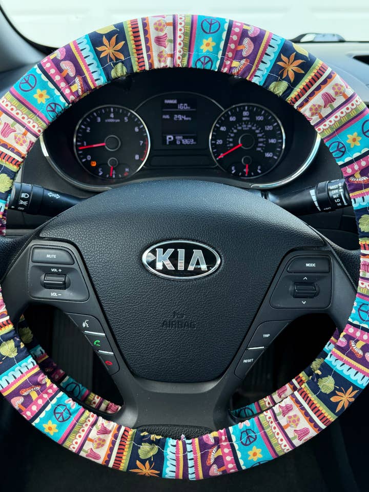 Handmade Groovy Steering Wheel Cover, Car Accessories for wholesale by Moonshadow Caravan