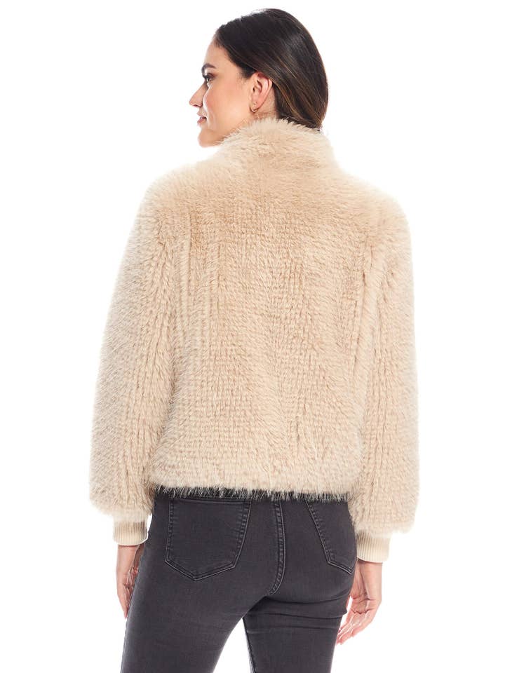 Champagne Fox Faux Fur Parkside Bomber Jacket for wholesale on Faire