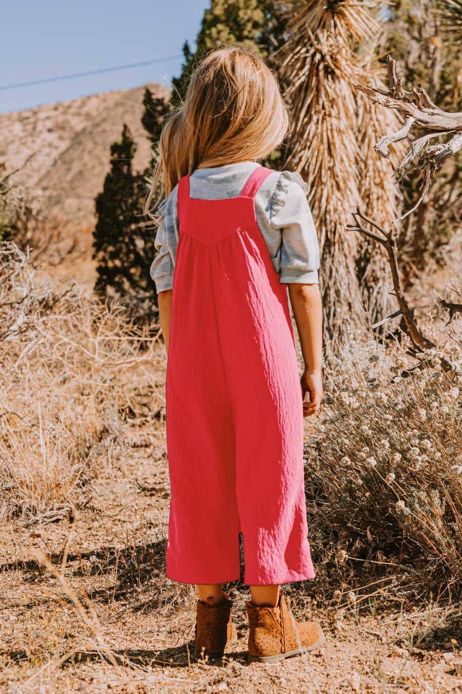 Oddi – Großhandel Jumpsuit – Kinder – Einfarbiger Overall mit Knöpfen und Riemen für Kinder2