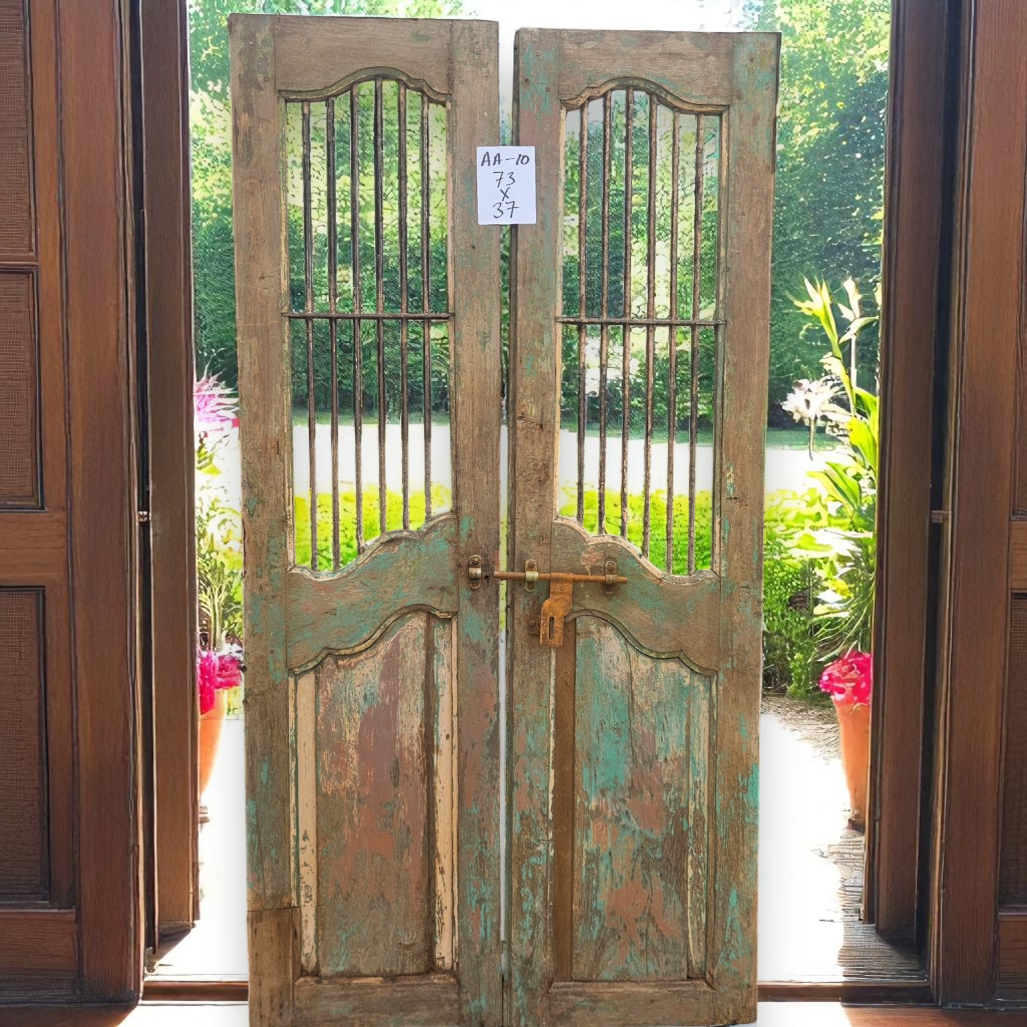 Wilco Home - Wholesale Wall Accent - One-of-a-kind Vintage Solid Wood Doors with Iron Protectors14