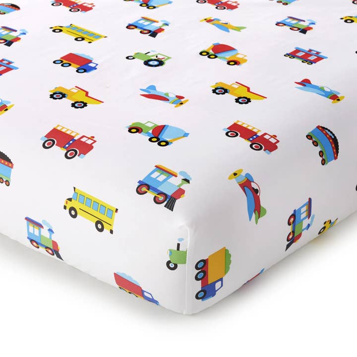 Wildkin - Wholesale Sheet Set - Trains Planes and Trucks Cotton Sheet Set - Twin