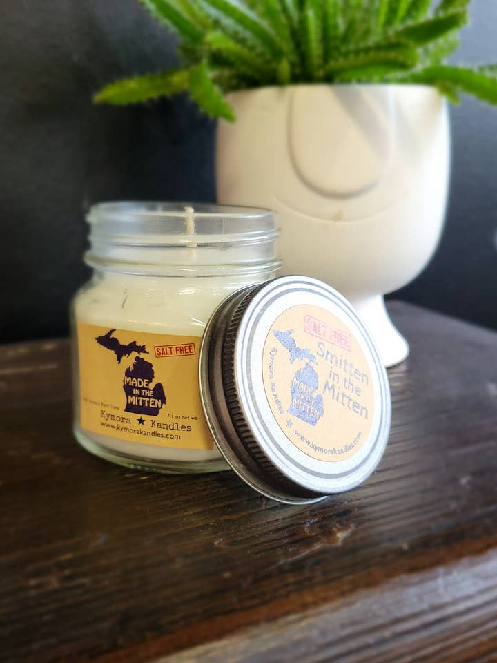Mini Mason Jar Candle - Smitten in the Mitten for wholesale by Kymora Kandles