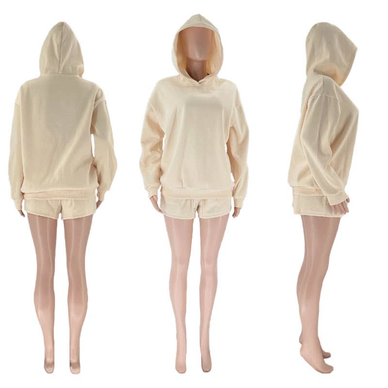Rosa Clothing - Wholesale Lounge Set - Women's - basic loose hoodie & drawstring short 2 piece set18