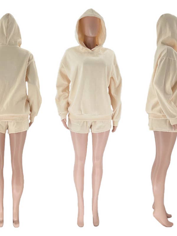 Rosa Clothing - Wholesale Lounge Set - Women's - basic loose hoodie & drawstring short 2 piece set18