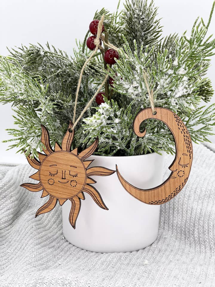 Sun and Moon Ornaments - Boho Ornaments for wholesale by Engraved Chaos
