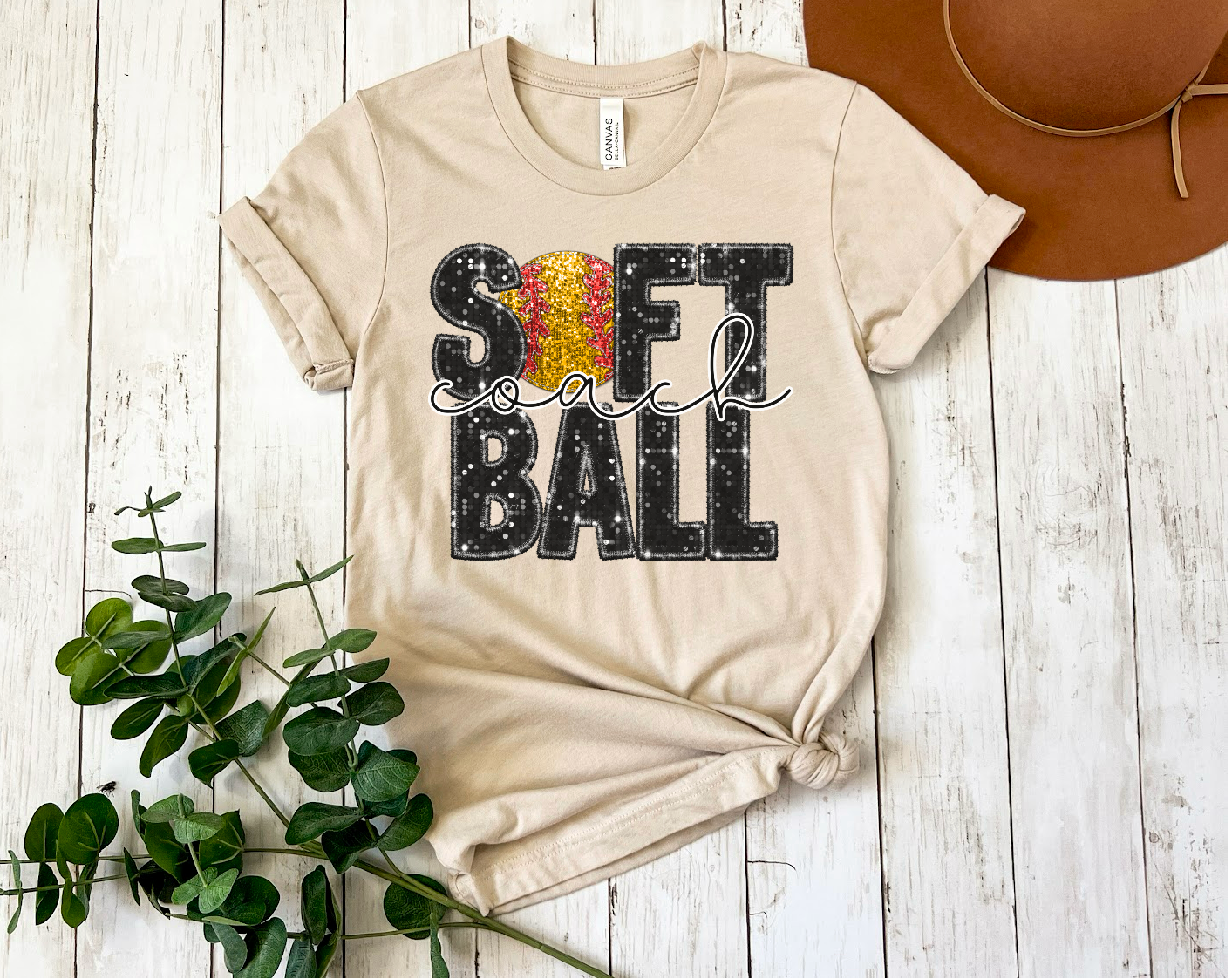 Simple Tymes - Wholesale Sublimation Transfer - Softball Faux Glitter Titles with Ball DTF Print5