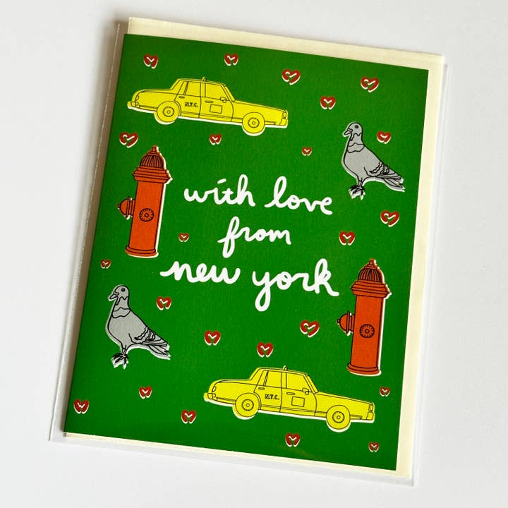 New York City Silhouettes Greeting Card NYC Souvenir Taxi for wholesale by Made by Nilina