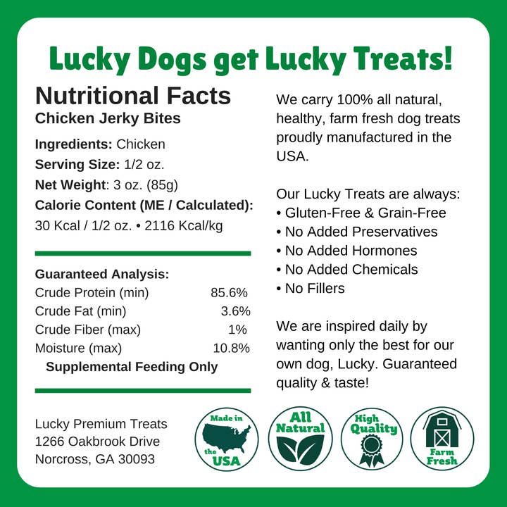 Lucky Premium Treats - Wholesale Pet Treats - Dog - Chicken Jerky Bites -Bulk per lb1