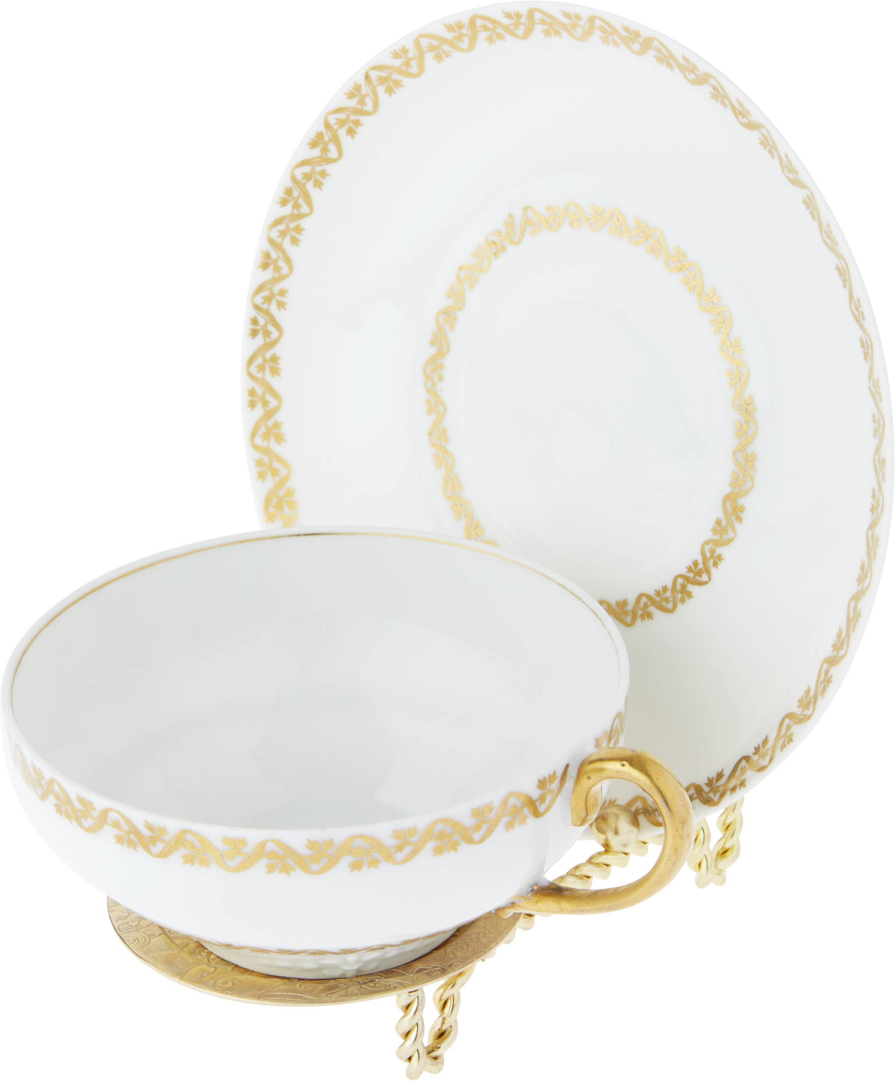 Bard's - Wholesale Decorative Tabletop Object - Bard's Ornate Gold Cup & Saucer Stand, 3" H x 2.75" W x 4" D7