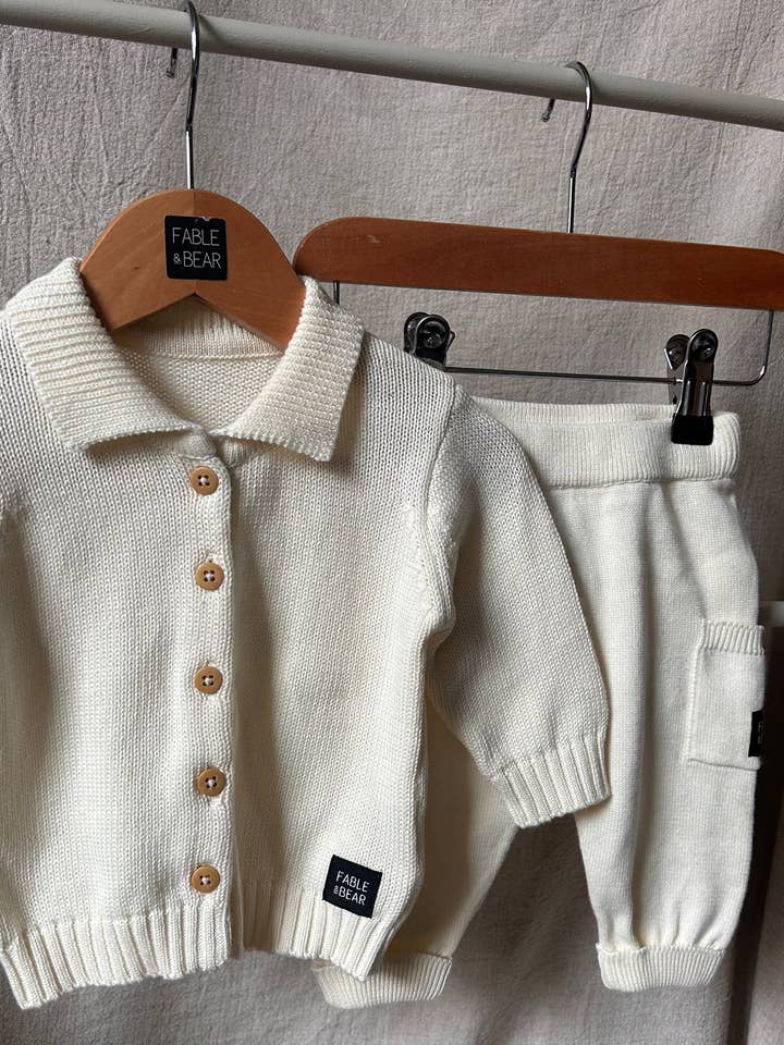 Fable & Bear - Wholesale Cardigan - Baby - Fable Knit Cardigan & Pocket Jogger Set